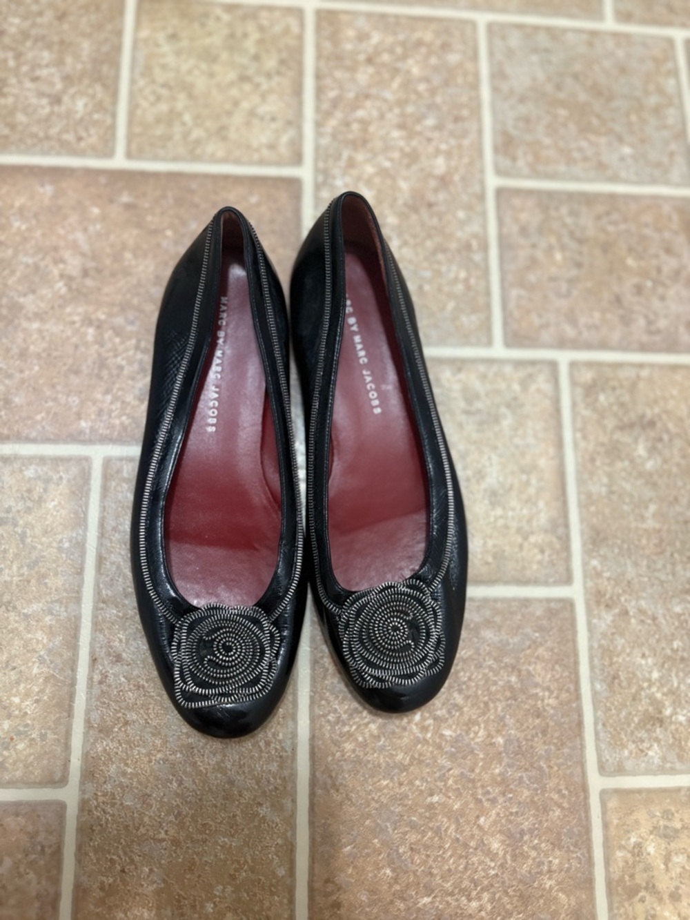 Marc Jacobs Rosette Black Leather Ballet Flats Size 39/ US 8.5